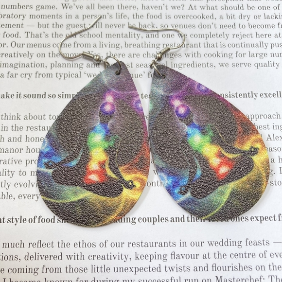 BNWT Yoga Chakra Meditation Teardrop Earrings - Serene and Spiritual - Picture 5 of 10